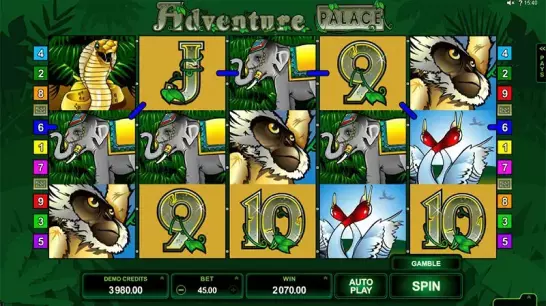 Microgaming video slot Adventure Palace with bonus games